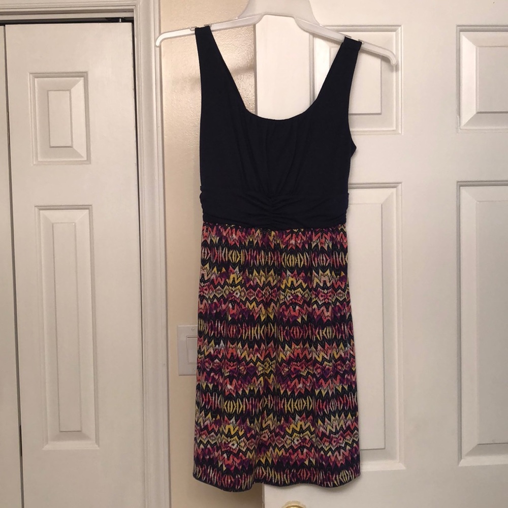 Simple navy blue printed dress